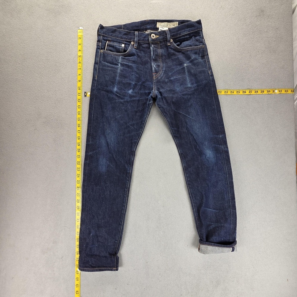 Selvedge Jeans Mens Blue 13oz Premium &Denim Button Fly Honeycomb Fits 32x28